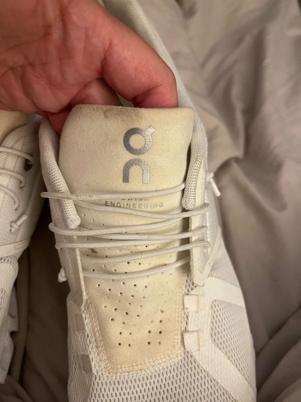 On Running Men's Sneakers in Cream and White - Picture 11 of 11